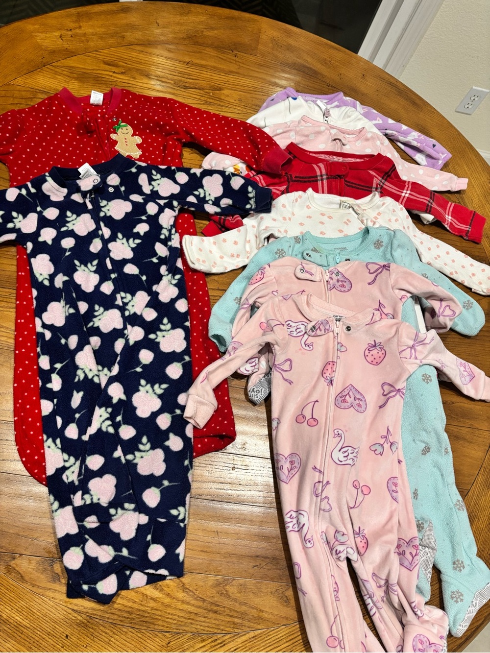 Girls 12M One-Piece Sleepers - Soft Cozy Footed Pajamas